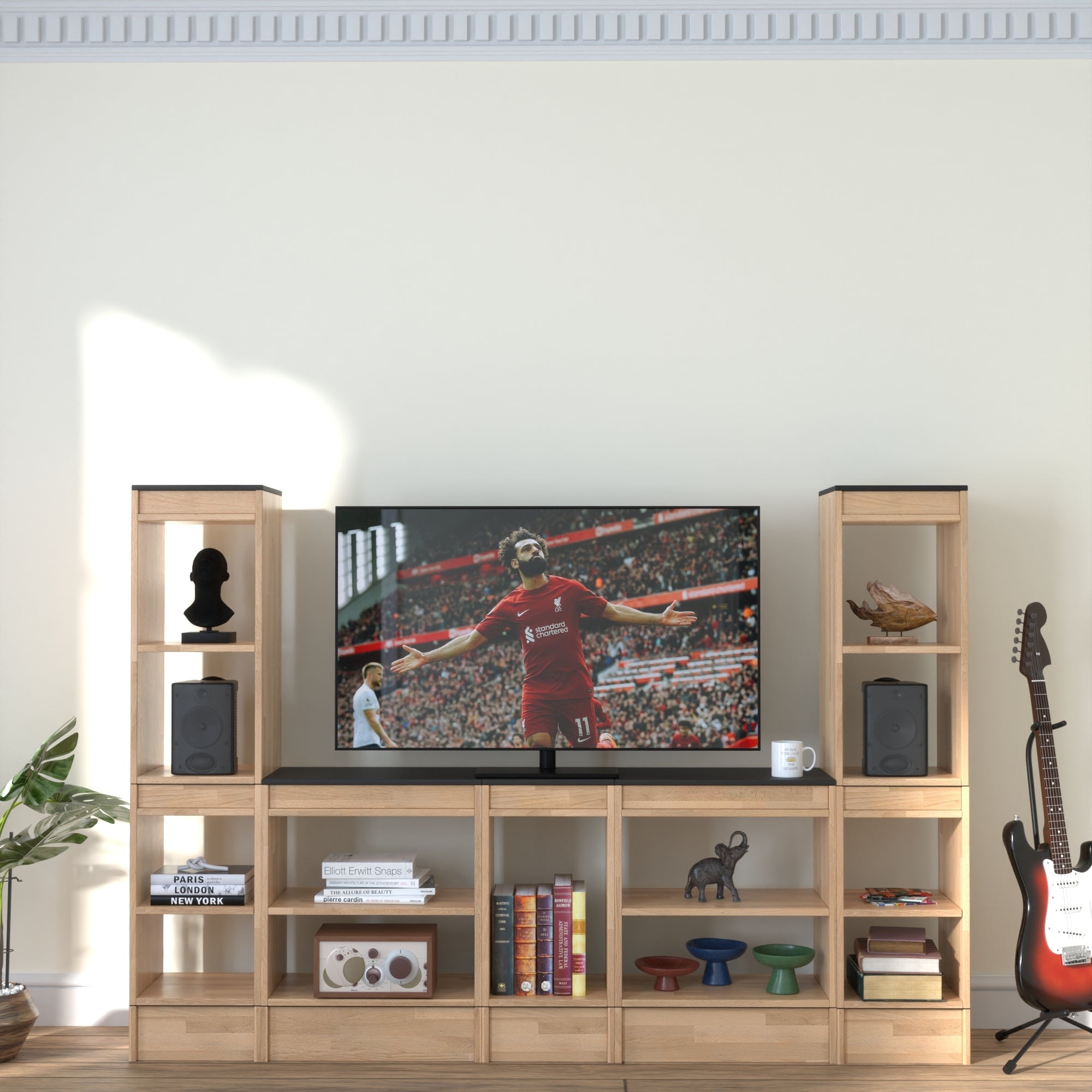 Solid Wood Media Wall Unit