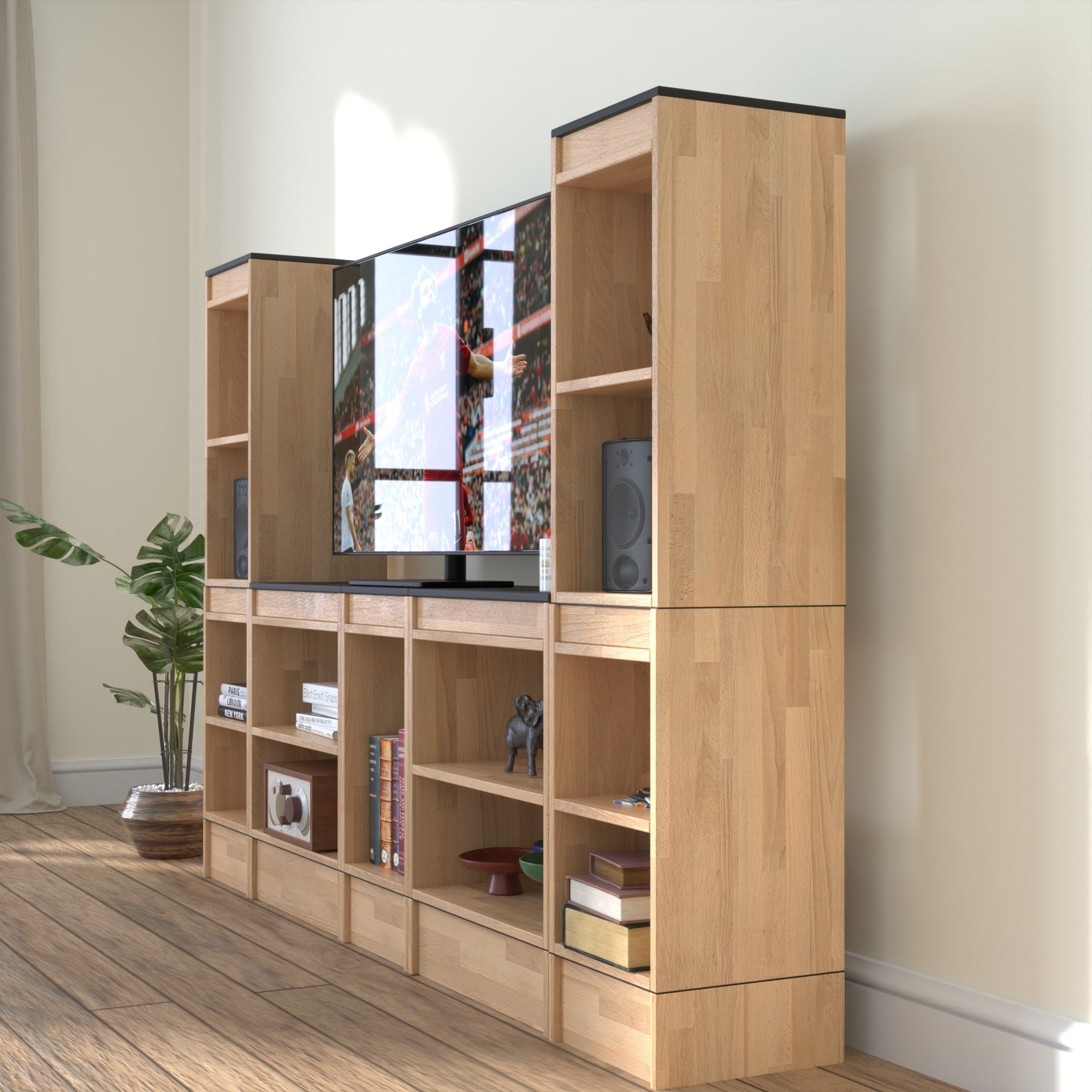 Solid Wood Media Wall Unit